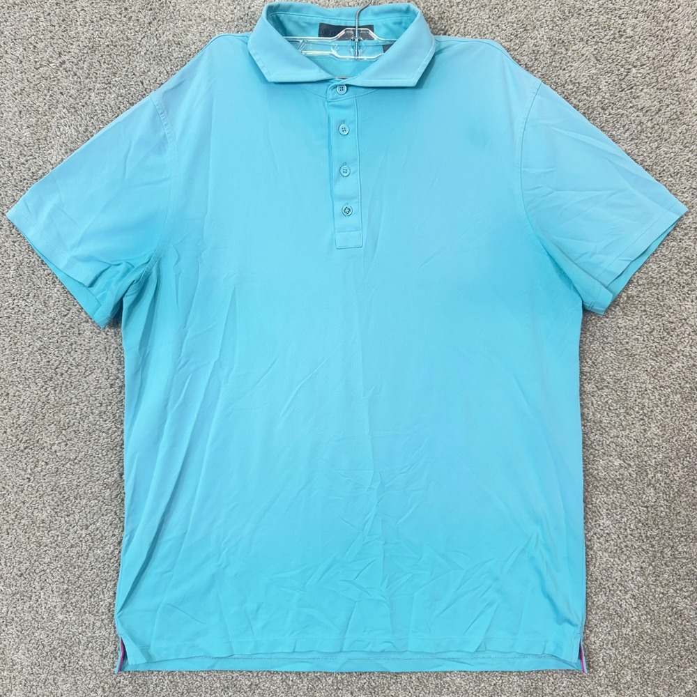 G/FORE Polo Shirt Mens L Short Sleeve Turquoise Blue Golf Performance EUC